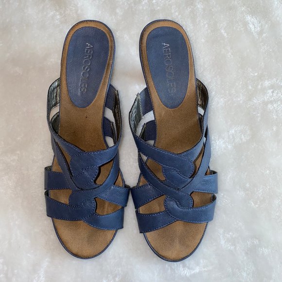 AEROSOLES Shoes - Aerosoles Protector blue slide sandals 8.5